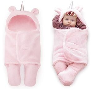 Upsimples Baby Girl's Size 0-9 Months Swaddle Blanket Sleeping Sack Pink Unicorn